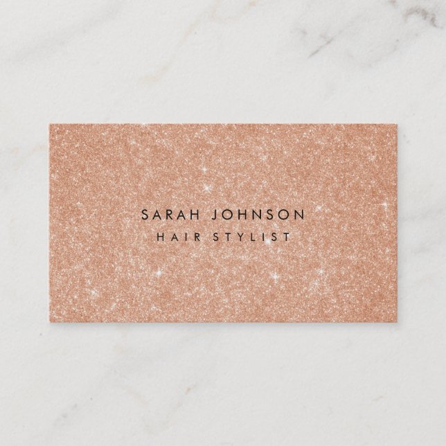 Rose Gold Faux Glitter Hair Stylist Business Cards (Front)