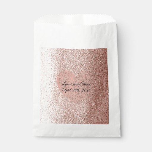 Rose Gold Faux Glitter Heart Favour Bags