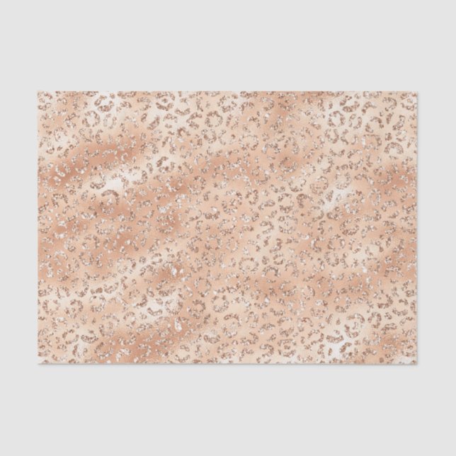 Rose Gold Faux Glitter Leopard Print Tissue Paper (Front)