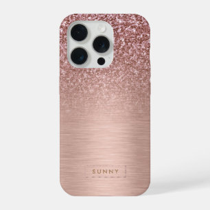 Rose-gold Faux Glitter & Metallic Texture iPhone 15 Pro Case