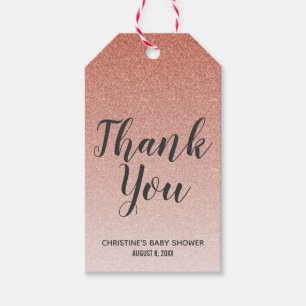 Rose Gold Faux Glitter Ombre Baby Shower Gift Tag