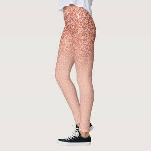 Rose-gold faux glitter ombre leggings