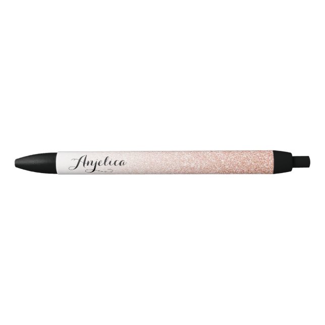 Rose Gold Faux Glitter Ombre Personalised Name Pen (Front)