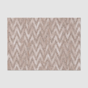 Rose Gold Faux Glitter Paint Chevron Stripes Tissue Paper