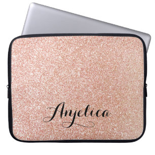 Rose Gold Faux Glitter Personalised Laptop Sleeve