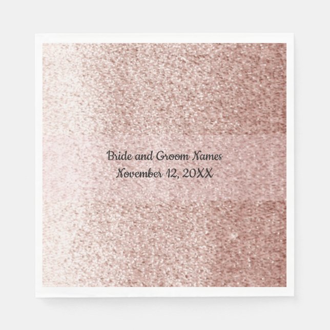 Rose Gold Faux Glitter Pink Band Napkin (Front)