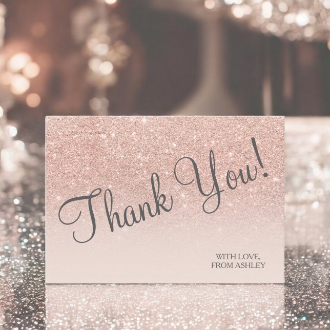 Rose gold faux glitter pink ombre chic thank you (Rose gold faux glitter pink ombre chic thank you)