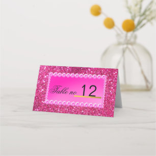 Rose gold faux glitter pink ombre wedding  place card