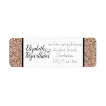 Rose Gold Faux Glitter Return Address Label