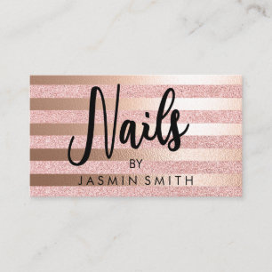 Rose Gold Faux Glitter& Rose Gold Foil Nails Business Card