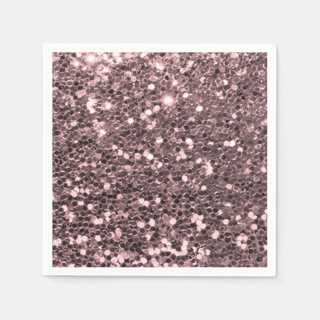 Rose Gold Faux Glitter Sparkles Napkin (Front)