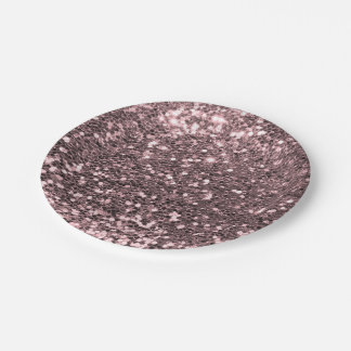 Rose Gold Faux Glitter Sparkles Paper Plate