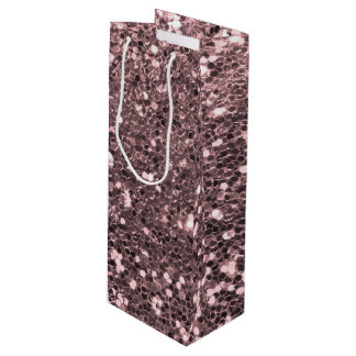Rose Gold Faux Glitter Sparkles Wine Gift Bag