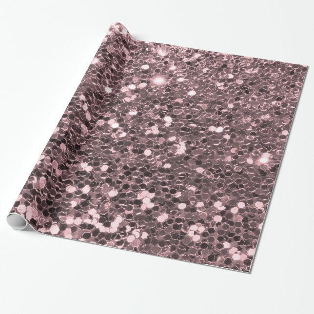 Rose Gold Faux Glitter Sparkles Wrapping Paper (Unrolled)
