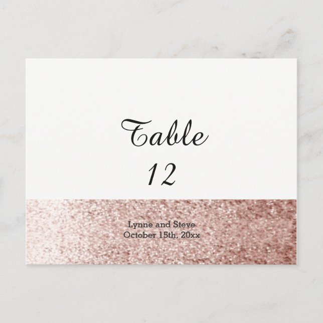 Rose Gold Faux Glitter Table Seating Card (Front)