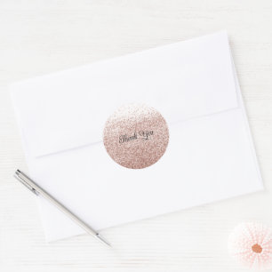 Rose Gold Faux Glitter Thank You Sticker