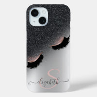 Rose Gold Faux Lashes Black Glitter Ombre Silver 