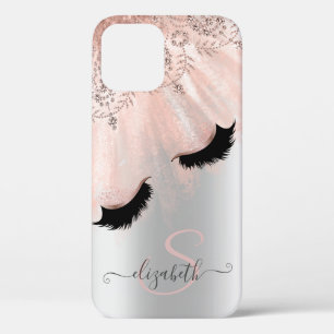 Rose Gold Faux Lashes Silver   iPhone 12 Case