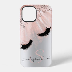 Rose Gold Faux Lashes Silver iPhone 12 Case