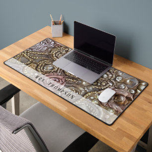 Rose Gold Faux Leather Personalised Desk Mat