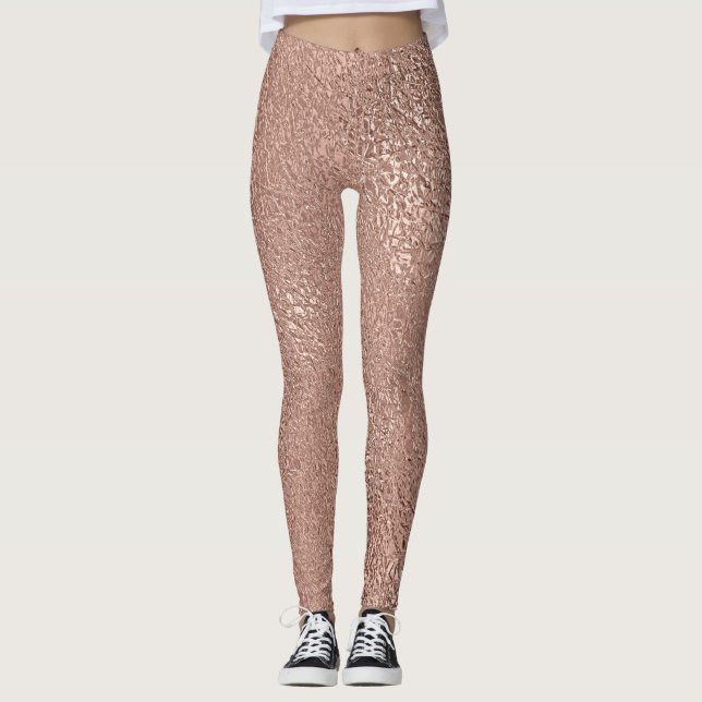 Rose Gold Faux Metallic Leggings (Front)