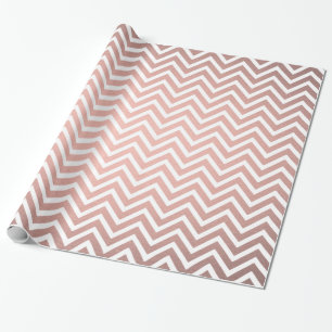 Rose Gold Faux Metallic Pink Chic Chevron Pattern Wrapping Paper