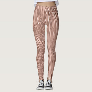 Rose Gold Faux Metallic Streak Patterned Leggings