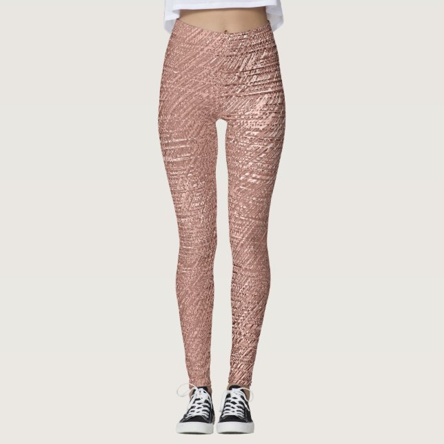 Rose Gold Faux Metallic Textured Leggings (Front)