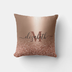 Rose Gold Faux Pink Glitter Cushion