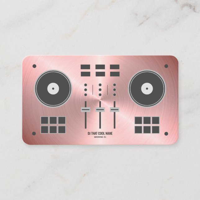 Rose Gold Faux Pro-DJ Controller Business Card (Front)