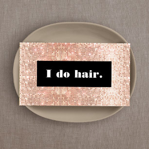 Rose Gold Faux Sequins Bold Hair Stylist Salon Business Card