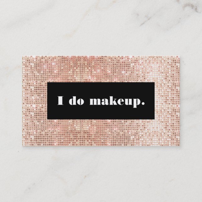Rose Gold Faux Sequins Bold Makeup Artist Business Card (Front)