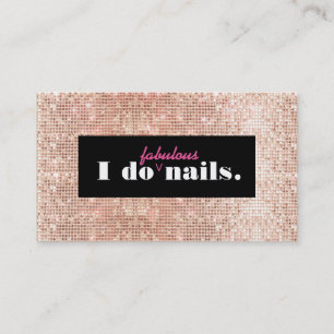 Rose Gold Faux Sequins Manicurist Nail Salon Business Card