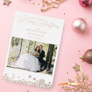 Rose Gold First Christmas Romantic Typography Foil Holiday Card