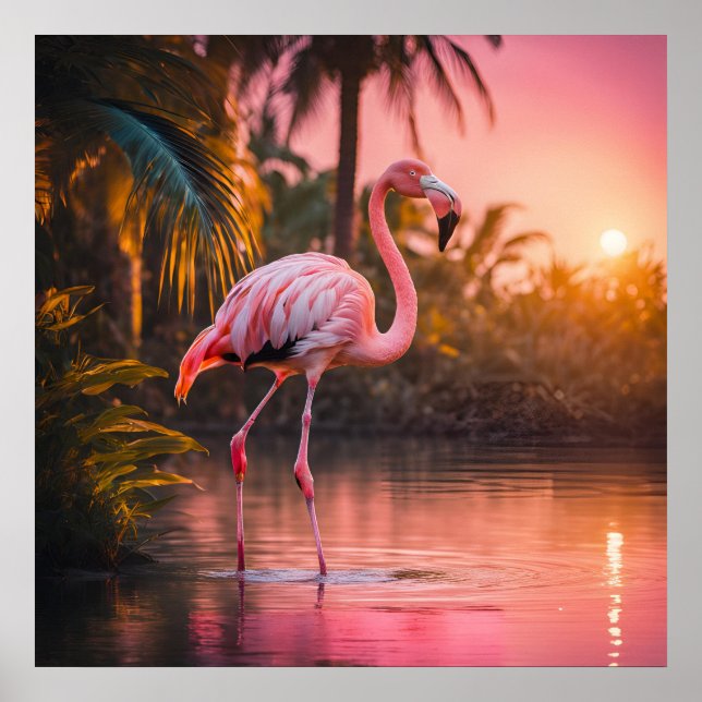 Rosé Gold Flamingo Serenity Poster (Front)