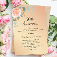 Rose gold floral 50th wedding anniversary luxury