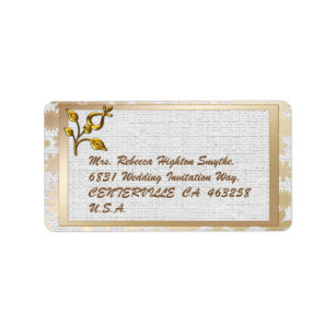 Rose Gold Floral and Linen Wedding Label