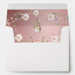 Rose Gold Floral Baby Bunny Baby Shower Envelope