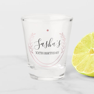 Rose Gold Floral Birthday party  Shot Glass