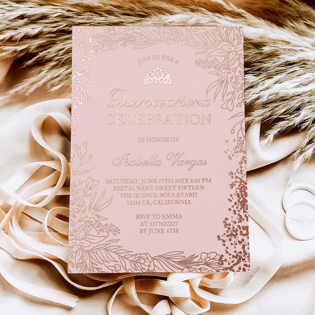 Rose Gold floral blush pink Tiara chic Quinceanera (Creator Uploaded)
