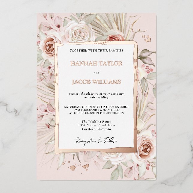 Rose Gold Floral Boho Wedding (Front)