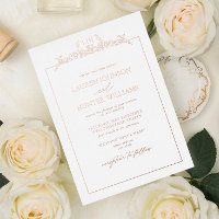 Rose Gold Floral Border Monogram Wedding