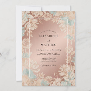 Rose Gold Floral Botanical Wedding Invitation