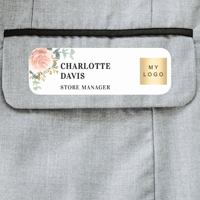 Rose gold floral business logo name tag (Creator Uploaded)