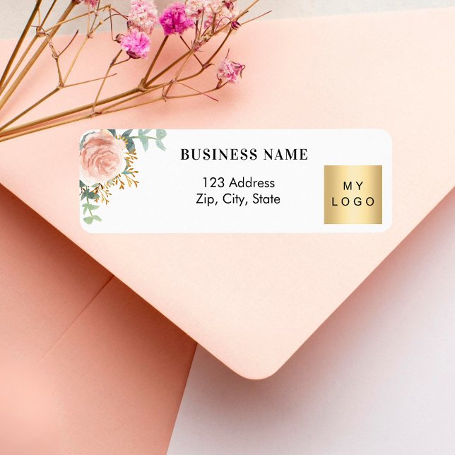 Rose gold floral business logo return address  (Creator Uploaded)