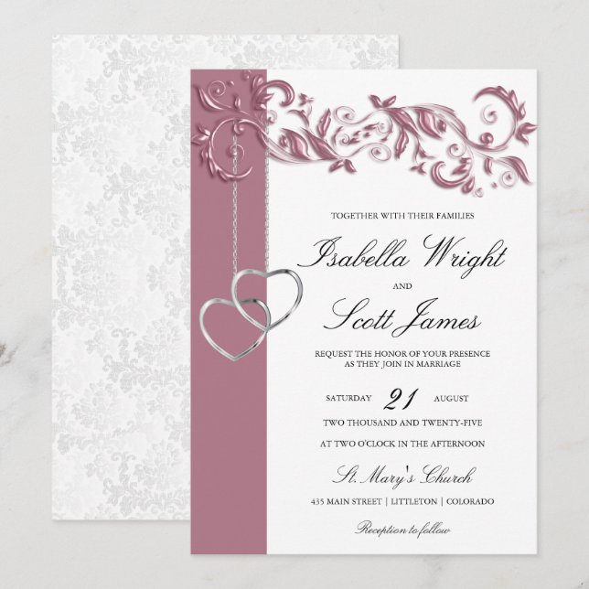 Rose Gold Floral Design Invitation (Front/Back)