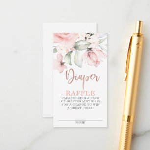 Rose gold floral Diaper Raffle Enclosure Card