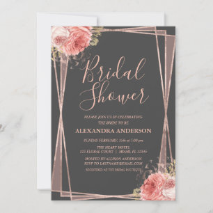 Rose Gold Floral Elegant Modern Bridal Shower Invitation