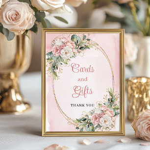 Rose Gold Floral Eucalyptus Cards and Gifts Baby  Poster