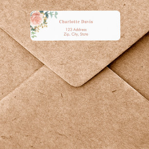 Rose gold floral eucalyptus return address